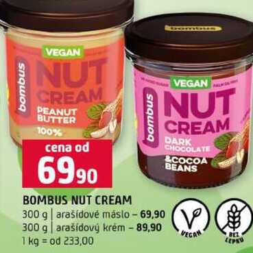 BOMBUS NUT CREAM 300 g arašídové máslo 300 g arašídový krém