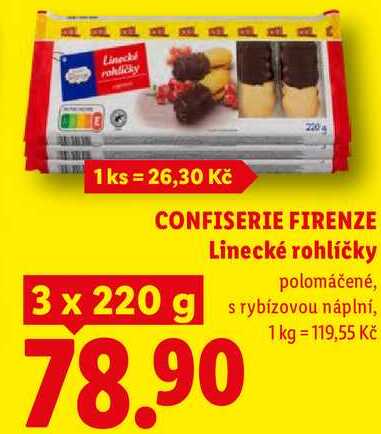 CONFISERIE FIRENZE Linecké rohlíčky, 3x 220 g