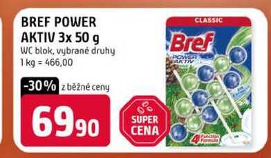 BREF POWER AKTIV 3x 50 g WC blok, vybrané druhy 