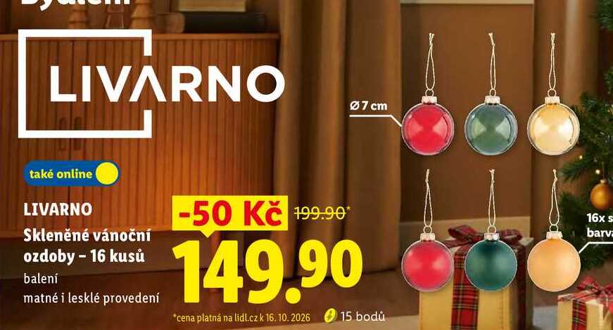 LIVARNO Skleněné vánoční ozdoby - 16 kusů, balení