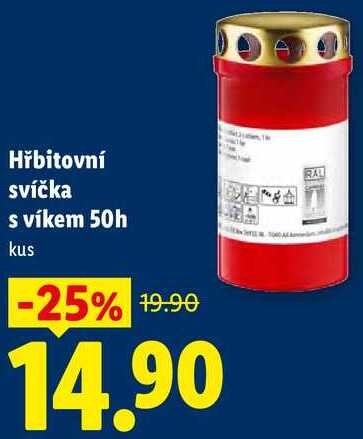 Hřbitovní svíčka s víkem 50h