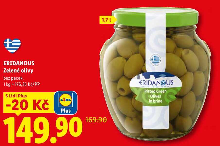 ERIDANOUS Zelené olivy, 1 kg