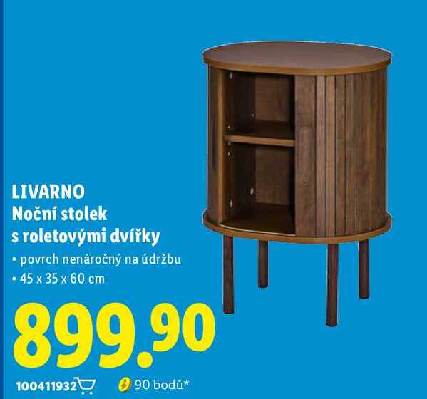 LIVARNO Noční stolek s roletovými dvířky  