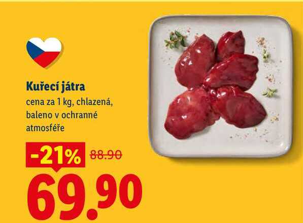 Kuřecí játra, cena za 1 kg, chlazená