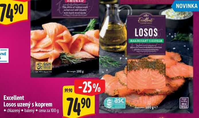 Excellent Losos uzený s koprem, cena za 100 g