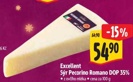 Excellent Sýr Pecorino Romano DOP 35%, cena za 100 g 
