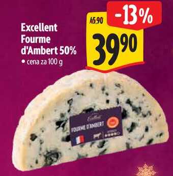 Excellent Fourme d'Ambert 50%, cena za 100 g 
