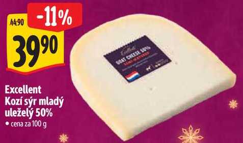 Excellent Kozí sýr mladý uleželý 50%, cena za 100 g