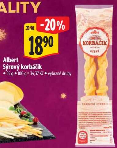 Albert Sýrový korbáčik, 55 g