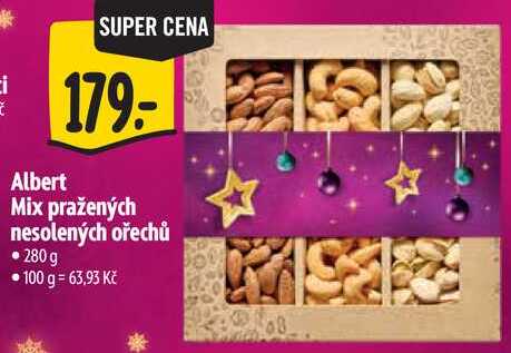 Albert Mix pražených nesolených ořechů, 280 g