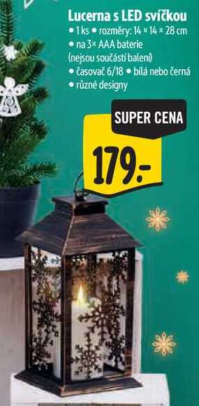 Lucerna s LED svíčkou 