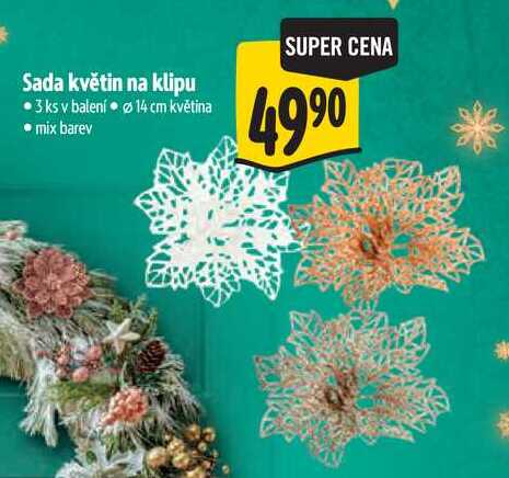 Sada květin na klipu, 3 ks