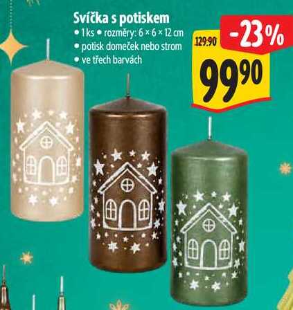 Svíčka s potiskem, 1 ks