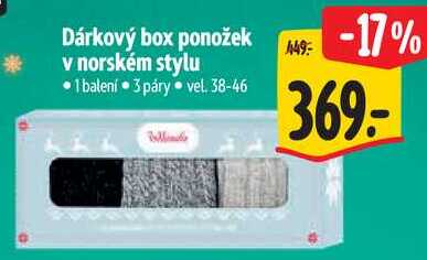 Dárkový box ponožek v norském stylu, 3 PÁRY