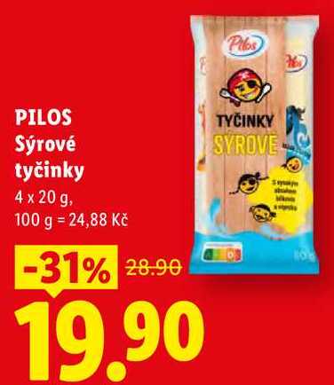 PILOS Sýrové tyčinky, 4 x 20 g 