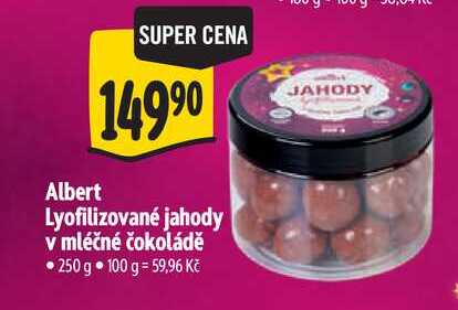 Albert Lyofilizované jahody v mléčné čokoládě 250 g