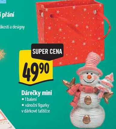 Dárečky mini 1 balení vánoční figurky v dárkové taštičce