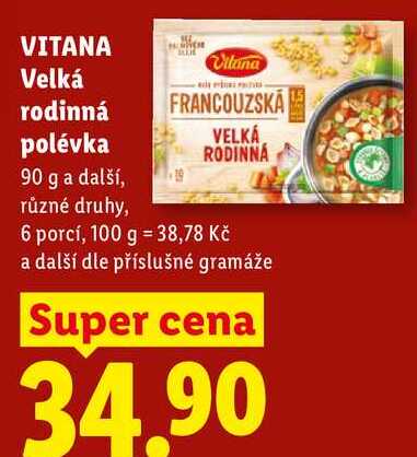 VITANA Velká rodinná polévka, 90 g a další, různé druhy