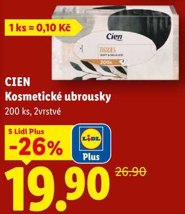 CIEN Kosmetické ubrousky, 200 ks, 2vrstvé