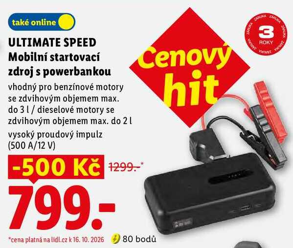 ULTIMATE SPEED Mobilní startovací zdroj s powerbankou