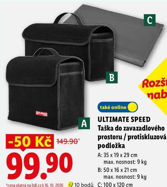 ULTIMATE SPEED Taška do zavazadlového prostoru / protiskluzová podložka