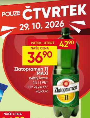 Zlatopramen 11 MAXI světlý ležák 1,5l PET