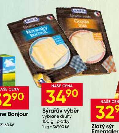 Sýrařův výběr vybrané druhy 100 g plátky