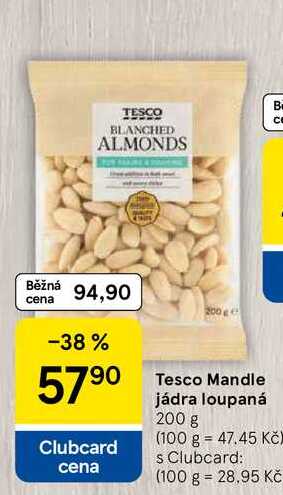 Tesco Mandle jádra loupaná, 200 g