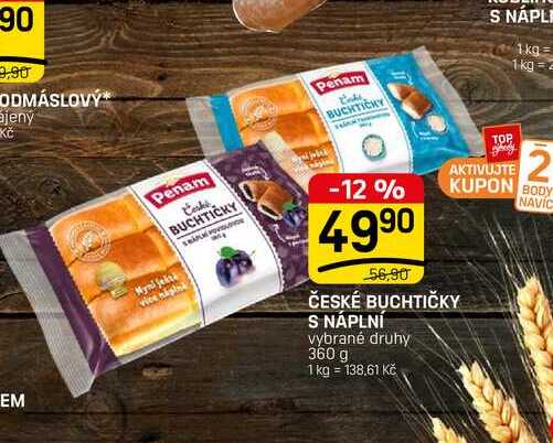 ČESKÉ BUCHTIČKY S NÁPLNÍ vybrané druhy 360 g
