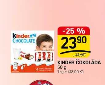 KINDER ČOKOLÁDA 50 g