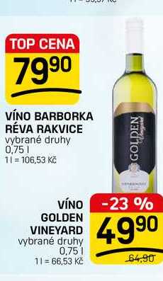 VÍNO GOLDEN VINEYARD vybrané druhy 0,75l