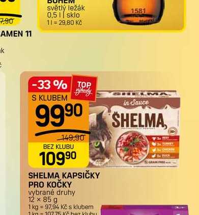 SHELMA KAPSIČKY PRO KOČKY vybrané druhy 12 x 85 g