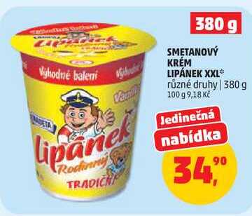 SMETANOVÝ KRÉM LIPÁNEK XXL různé druhy, 380 g