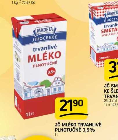 JČ MLÉKO TRVANLIVÉ PLNOTUČNÉ 3,5% 1l