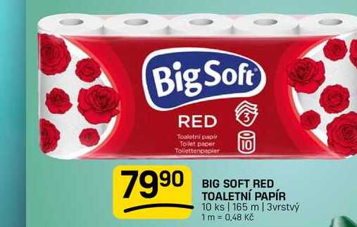 BIG SOFT RED TOALETNÍ PAPÍR 10 ks 165 m | 3vrstvý