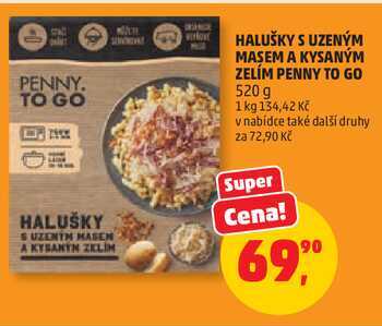 HALUŠKY S UZENÝM MASEM A KYSANÝM ZELÍM PENNY TO GO, 520 g 