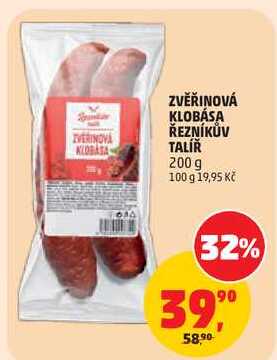 ZVĚŘINOVÁ KLOBÁSA ŘEZNÍKŮV TALÍŘ, 200 g