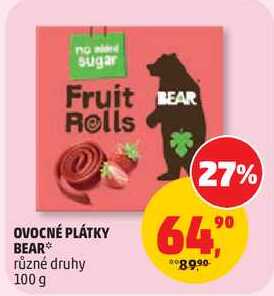 BEAR OVOCNÉ PLÁTKY různé druhy, 100 g  