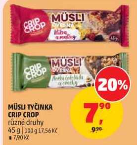 MÜSLI TYČINKA CRIP CROP různé druhy, 45 g