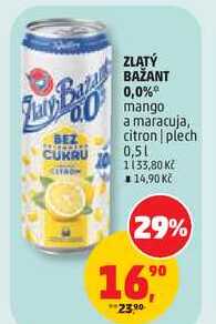 ZLATÝ BAŽANT 0,0% mango a maracuja, 0,5 l