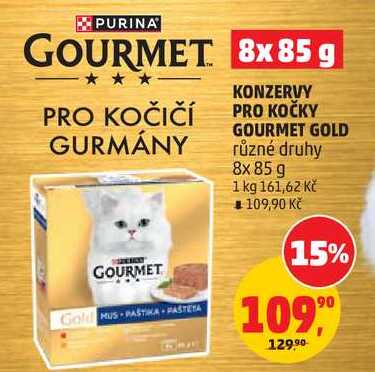 KONZERVY PRO KOČKY GOURMET GOLD různé druhy, 8x 85 g