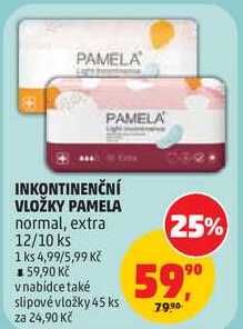 INKONTINENČNÍ VLOŽKY PAMELA normal, extra, 12/10 ks