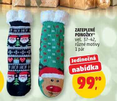 ZATEPLENÉ PONOŽKY vel. 37-42, různé motivy, 1 pár