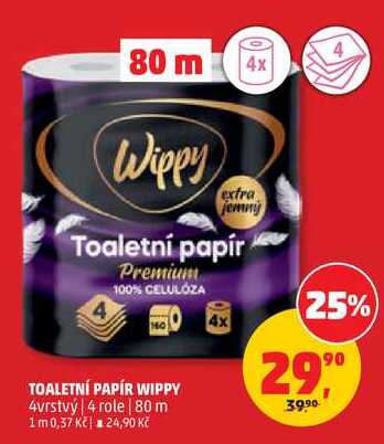 TOALETNÍ PAPÍR WIPPY 4vrstvý, 4 role, 80 m