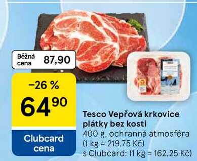 Tesco Vepřová krkovice plátky bez kosti, 400 g 