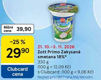 Zott Primo Zakysaná smetana 18%, 330 g  