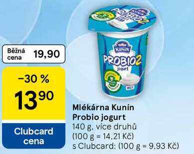 Mlékárna Kunín Probio jogurt, 140 g, více druhů