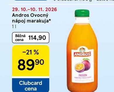 Andros Ovocný nápoj marakuja, 1 L