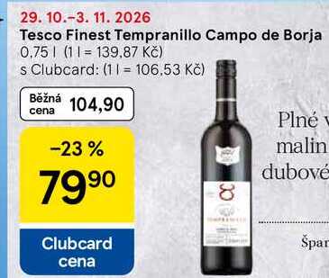 Tesco Finest Tempranillo Campo de Borja, 0,75 l
