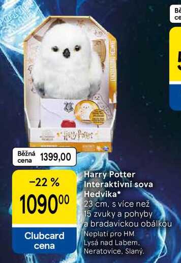 Harry Potter Interaktivní sova Hedvika, 23 cm. s více než 15 zvuky a pohyby a bradavickou obálkou  